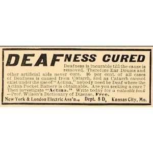  1904 Vintage Ad Quackery Deafness Cure Actina Battery 