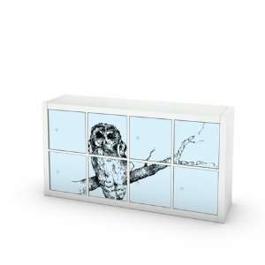  owl with headphones Decal for IKEA Expedit Bookcase 2x4 