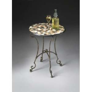  Metalworks Accent Table With Fossil Stone Top