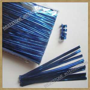 1000pcs 4 Metallic Blue Twist Ties 