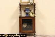 Marquetry 1860 Antique Music Cabinet, Wavy Glass  