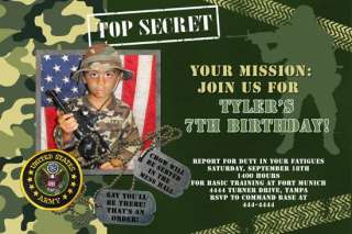 Military, Army, SWAT, GI Joe Birthday Invitations JPEG  