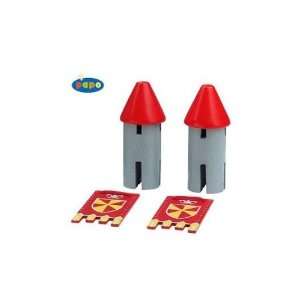    Le Toy Van Tv355 4 Red Turrets With Banner 