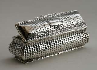 English Arts & Crafts Hammered Sterling Silver Snuff Box/ Circa 1900 