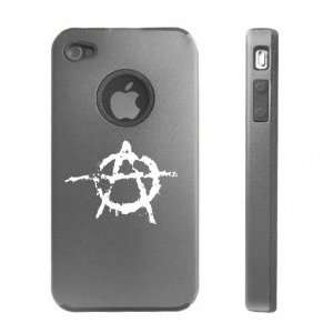   iPhone 4 4S 4G Silver D625 Aluminum & Silicone Case Anarchy Symbol