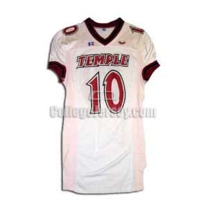  White No. 10 Game Used Temple Russell Football Jersey 