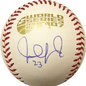  Julio Lugo Autographed / Signed 2007 World Series Baseball 