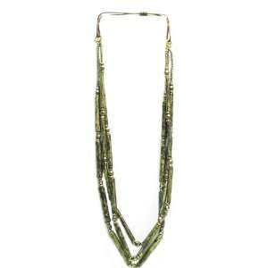    Three Strand Ethnic Style Tubular Design Long Necklace Jewelry