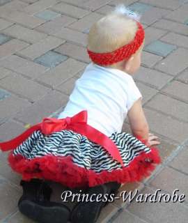NewBorn Baby Girls Red Zebra Pettiskirt Party Skirt Dress Tutu 3 12 
