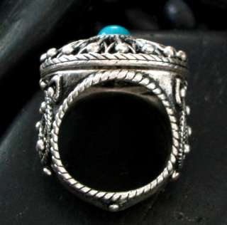 LUCKY BRAND BURNISHED TURQUOISE COLOR STONE RING S7.5 8  