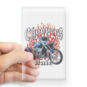  Sticker Clear (Rectangle) Choppers Rule Flaming Motorcycle 
