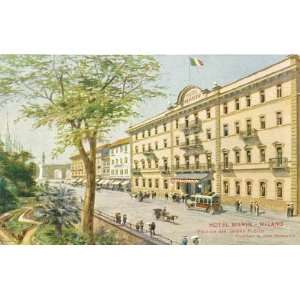    1920s Vintage Postcard Hotel Manin Milan Italy 