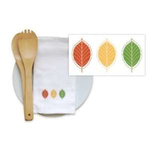  Bamboo Kitchen Towel with Streetlight Leaves Design (Set 