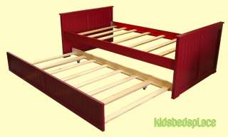 NEW TWIN DAY BED & TRUNDLE 100% SOLID PINE WOOD RED FINISH TWIN SIZE 