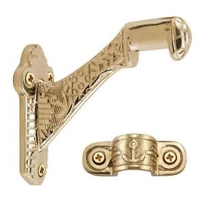 Nautical Solid Brass Handrail Bracket   Polished & Lacquered Brass