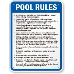  Maine Pool Rules Sign Aluminum, 30 x 24