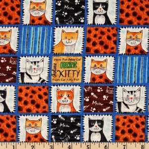   Catnip Patchwork Kitty Blue Fabric By The Yard Arts, Crafts & Sewing