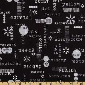  44 Wide Word Play Barcodes Black Fabric By The Yard 