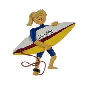  Personalized Surfer   Female Christmas Ornament