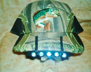 NEW FISHING CAP HEADLIGHT 5 LED BRIGHT , WITH BATTRIES 2 MODE 