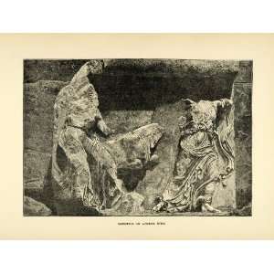  1890 Wood Engraving Sacrifice Athena Nike Temple Bas 