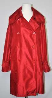   Womens Salvatore Ferragamo Red 100% Silk Trench Coat US 6 EU 42