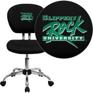   Rock University Embroidered Black Mesh Task Chair with Chrome Base