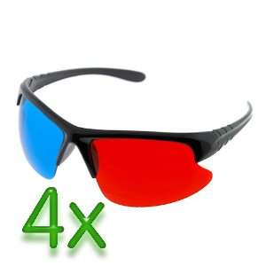  GTMax 4 pairs 3D Red/Cyan Glasses   Frameless buttom for 