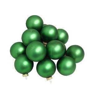  Pack of 9 Matte Green Envy Glass Ball Christmas Ornaments 