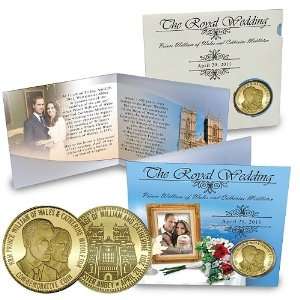  Prince William and Kate 24K Gold Plated Commemorative Coin 