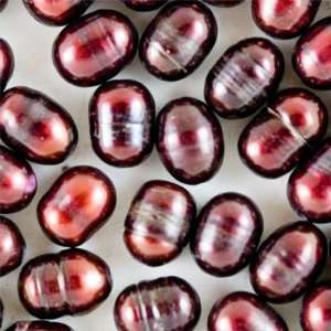 6mm Dark Merlot Red Rice Shaped Pearls Arts, Crafts 