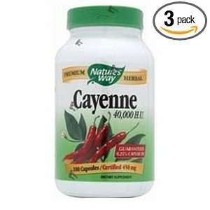  Natures Way Cayenne Capsules, 100 Count (Pack of 3 