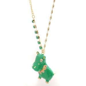  Gold Plated Betty Johnson Style Safari Hippo Necklace 