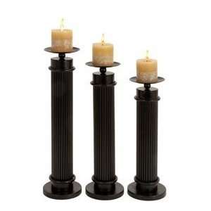   63183 Set Of 3 Designer Resin Pillar Candle Holders 20 In. To 16 In.Ht