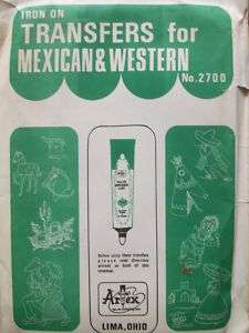 1965 ARTEX IRON ON TRANSFERS ~ MEXICAN & WESTERN  