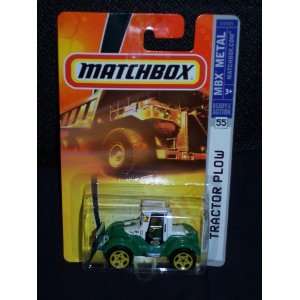  Matchbox 2007 55 Tractor Plow Green and White With Yellow 