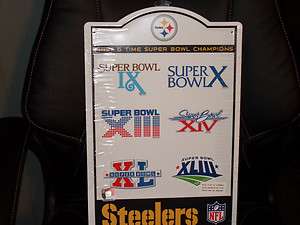   Steelers Metal Sign 6 Time Super Bowl Champions NFL New Made in USA
