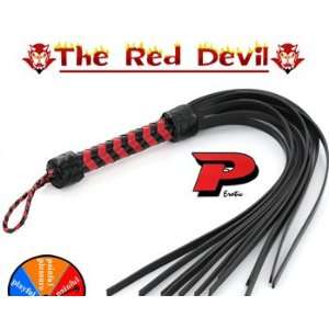  THE RED DEVIL Leather Harness with Rubber Ends Flogger 