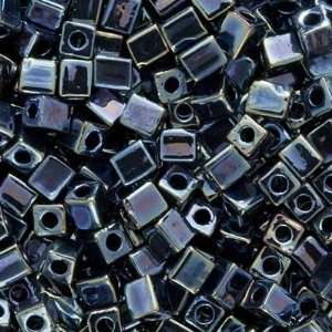  Miyuki 4mm Glass Square Cube Beads Gun Metal Iris #456 10 