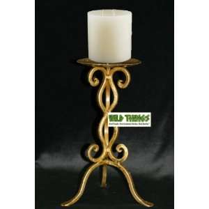  Candle Holder   Gold Metal Scroll 10.25 Tall   Set of 2 