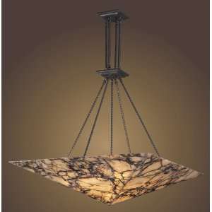  9 Light Pendant In Antique Brass And Veined Stone