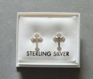 New 925 Sterling Silver Cross stud earrings boxed  