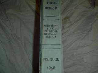 VINTAGE 1946 THE DAILY TIMES HERALD DALLAS TEXAS BOUND NEWSPAPER BOOK 