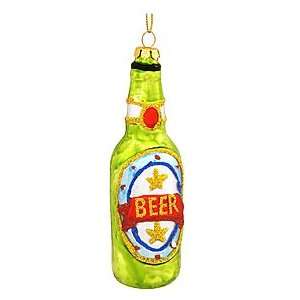  Green Beer Bottle Glass Ornament