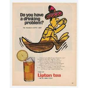 1968 Lipton Tea Drinking Problem Kangaroo Man Jump Print Ad (15898 