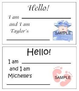 BABY SHOWER NAME TAGS FAVOR LABELS PERSONALIZED 200+DES  