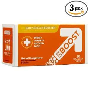EBOOST Effervescent Tabs Drink Mix Orange 10 ct Tube (Quantity of 3)