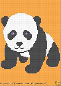 CUTE BABY PANDA BEAR Color Graph Afghan Pattern *EASY*  