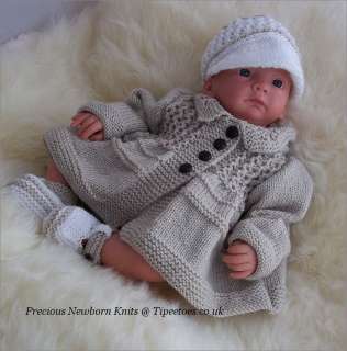 Knitting Pattern Baby Boys or Reborn Tommy Jacket/Coat Peaked Cap 