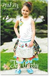 Pink Fig Tea Party Apron Skirt & Top Sewing Pattern NEW  